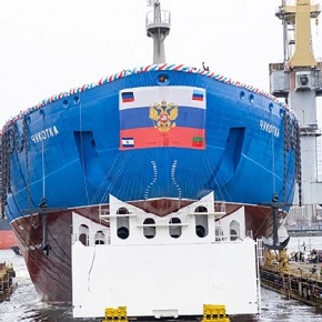 Alexey Likhachev attended the launching ceremony of Chukotka nuclear icebreaker